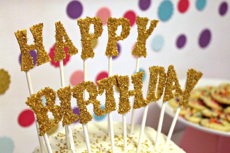 Gold Happy Birthday Cake Topper