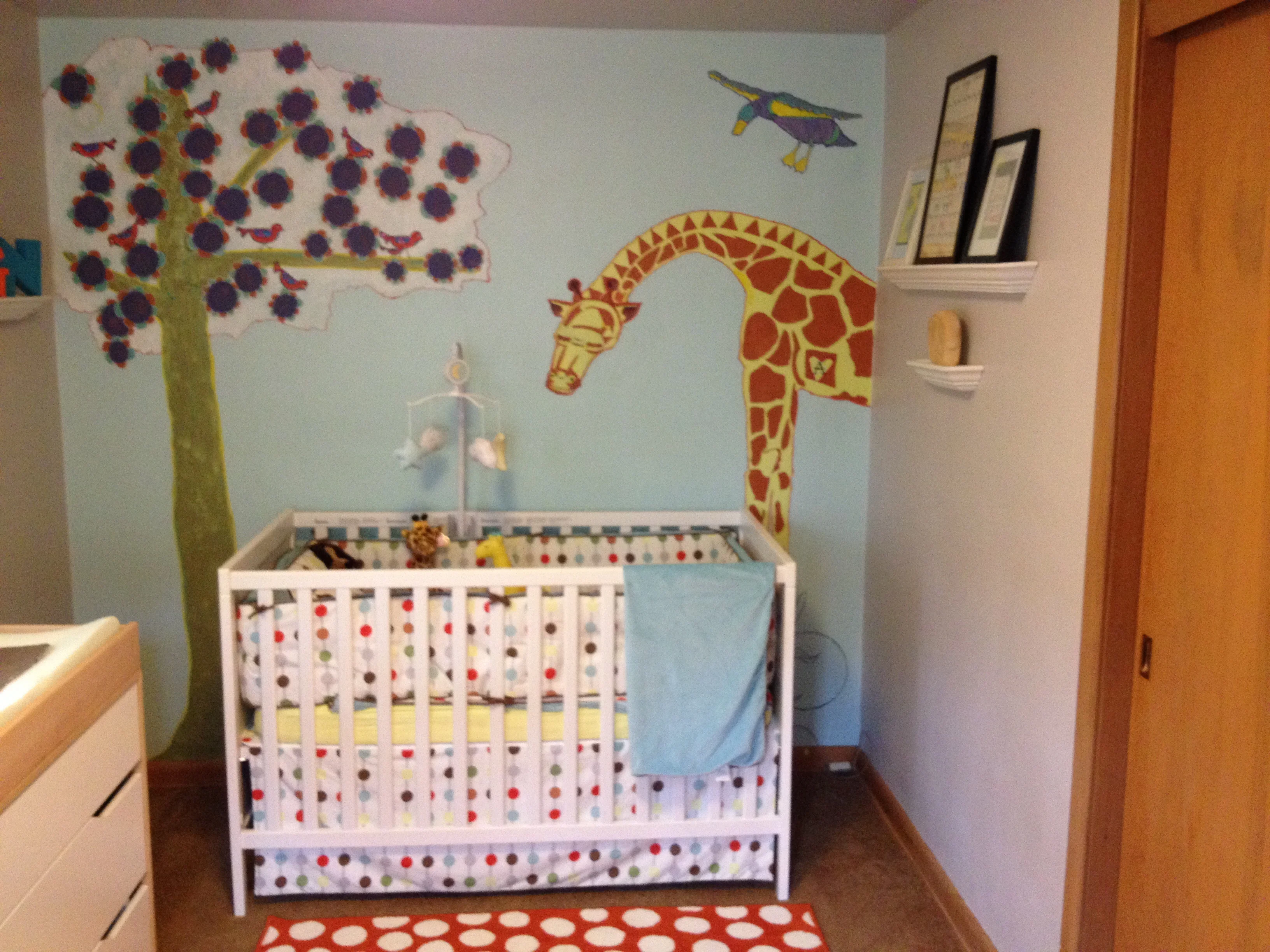 Giraffe Painted Nursery Wall