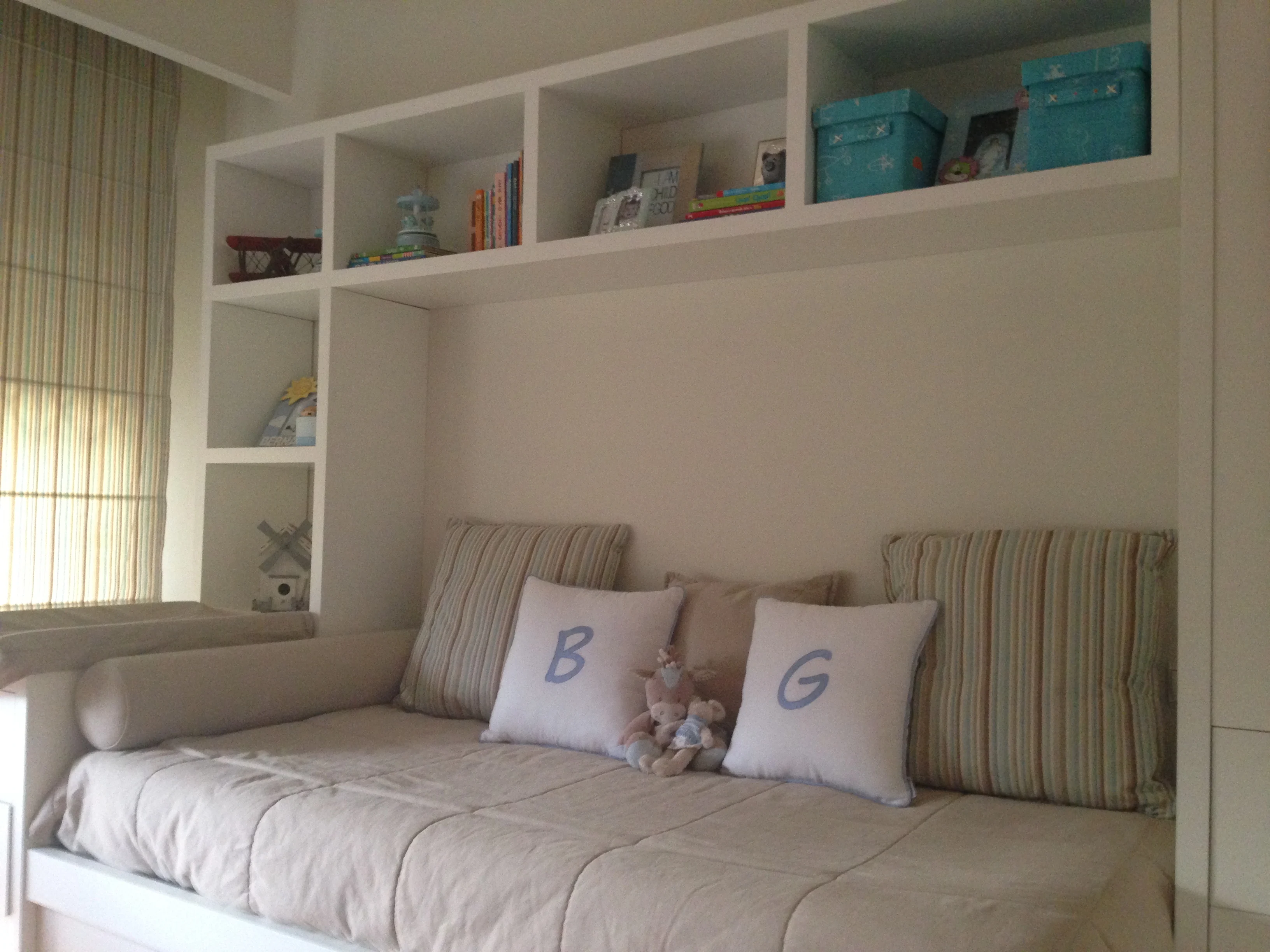 Blue and Beige Bedroom for Two Boys