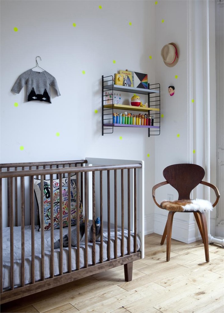 Raw Plank Floor in Nursery Oeuf Rhea Crib