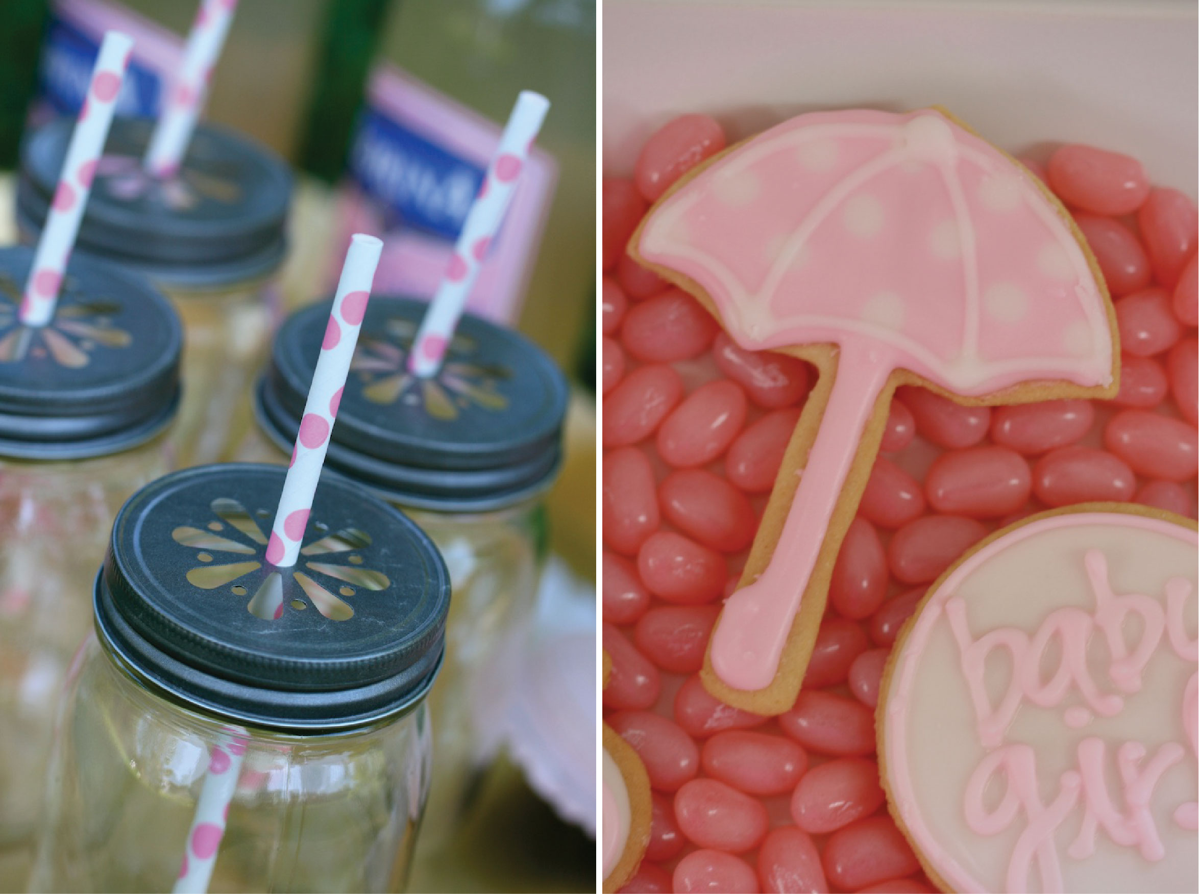 Pink Polka Dot Straws and Pink Umbrella Cookies