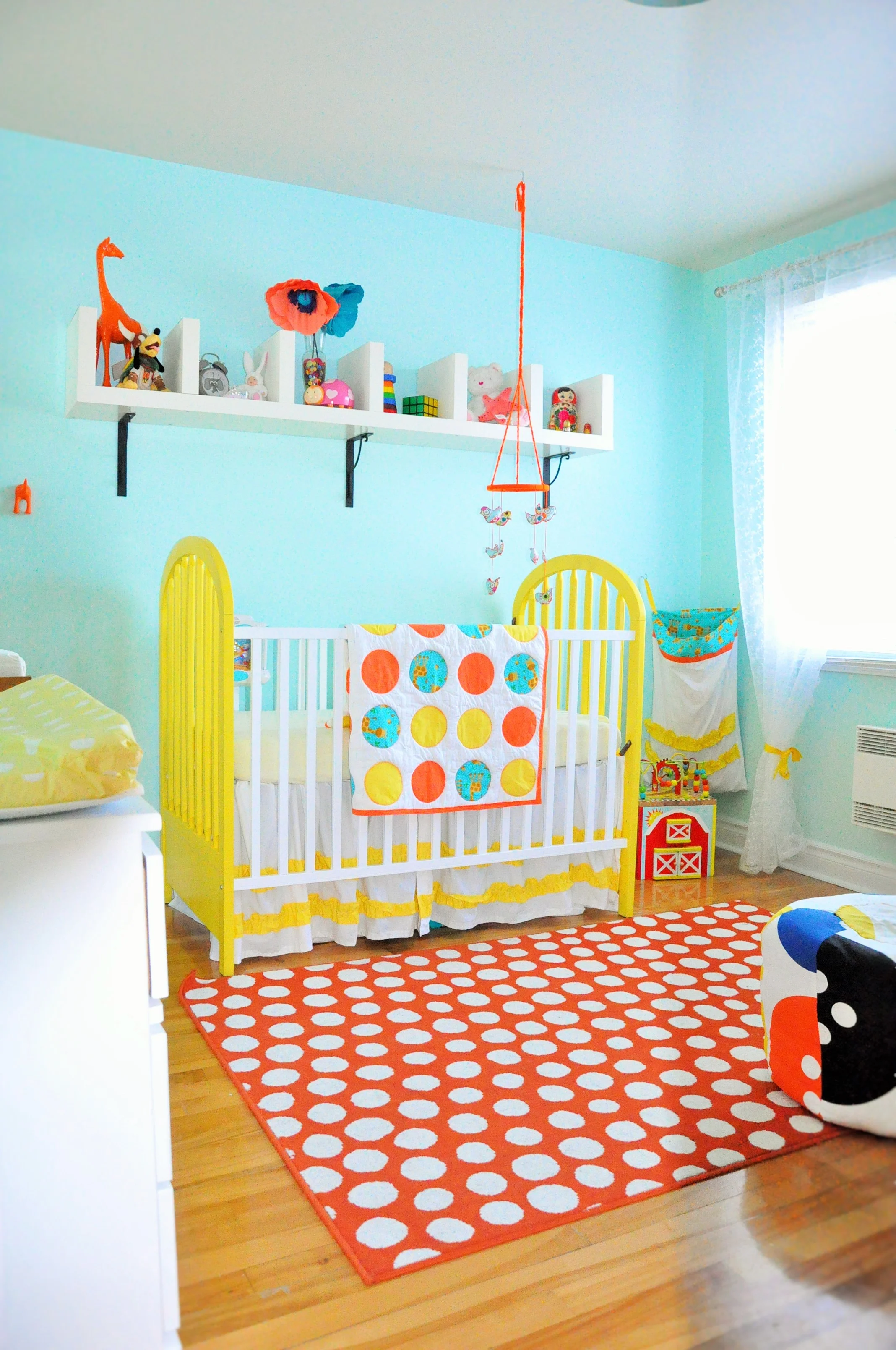 Orange and White Polka Dot Rug