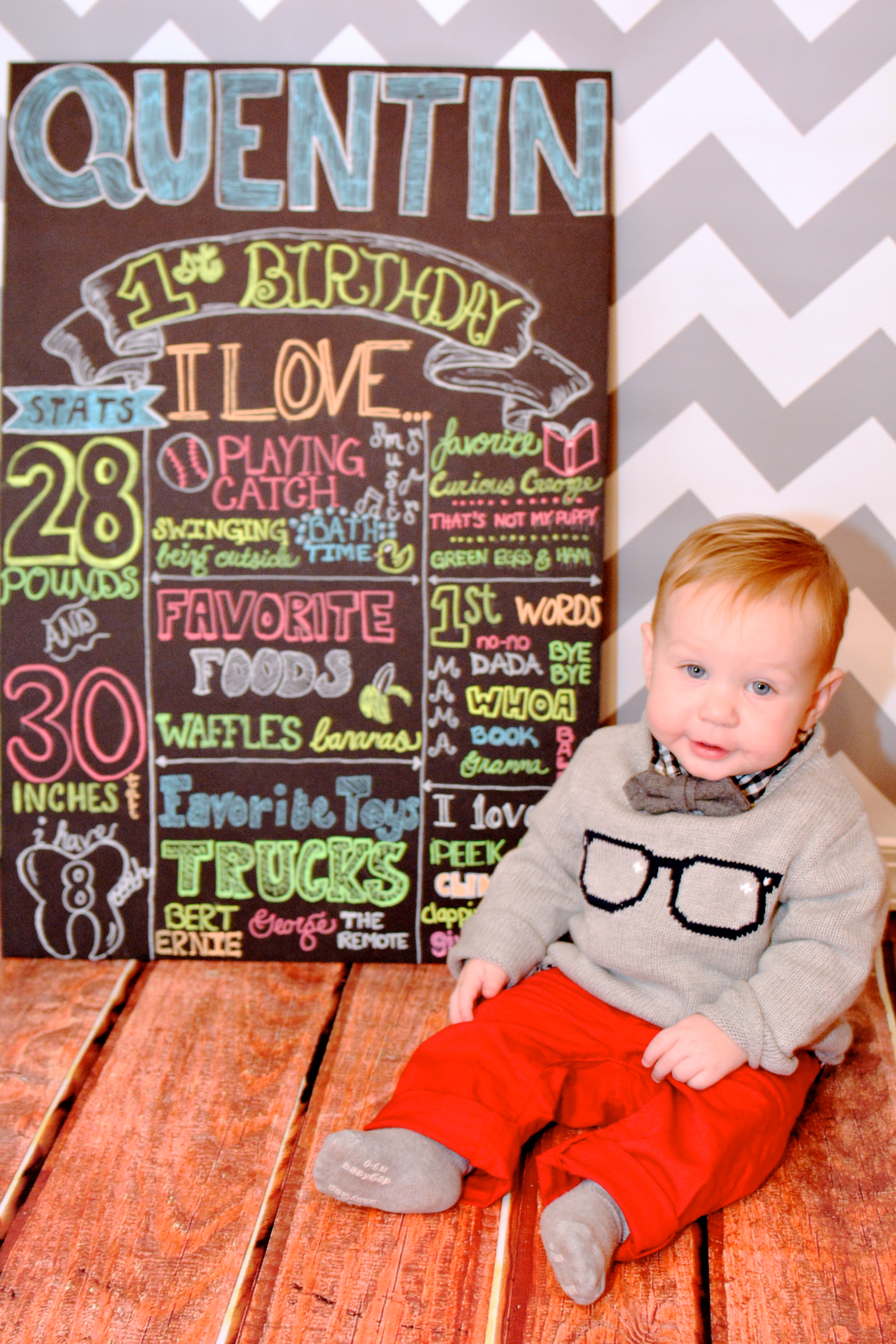 First Birthday Stats Chalkboard