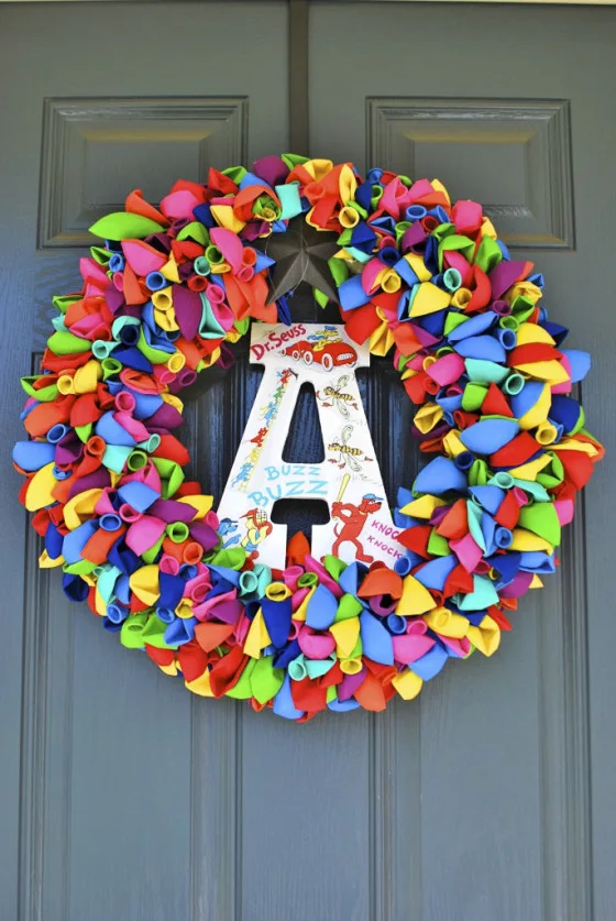 Dr. Seuss-Themed Birthday Party Balloon Wreath - Project Nursery