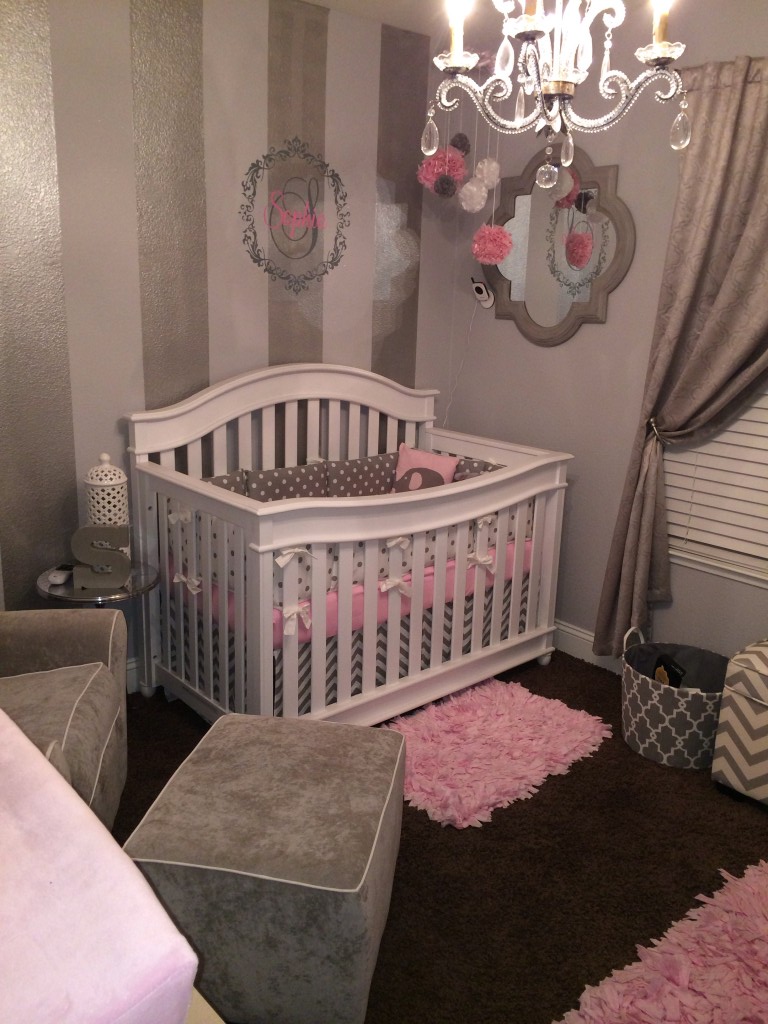 Gray White and Pink Nursery