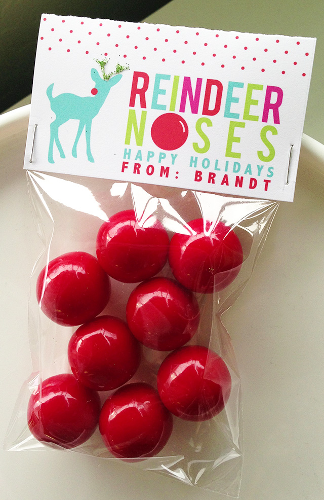 Reindeer Nose Classroom Holiday Treat Bag Toppers Free Printable - Project Nursery