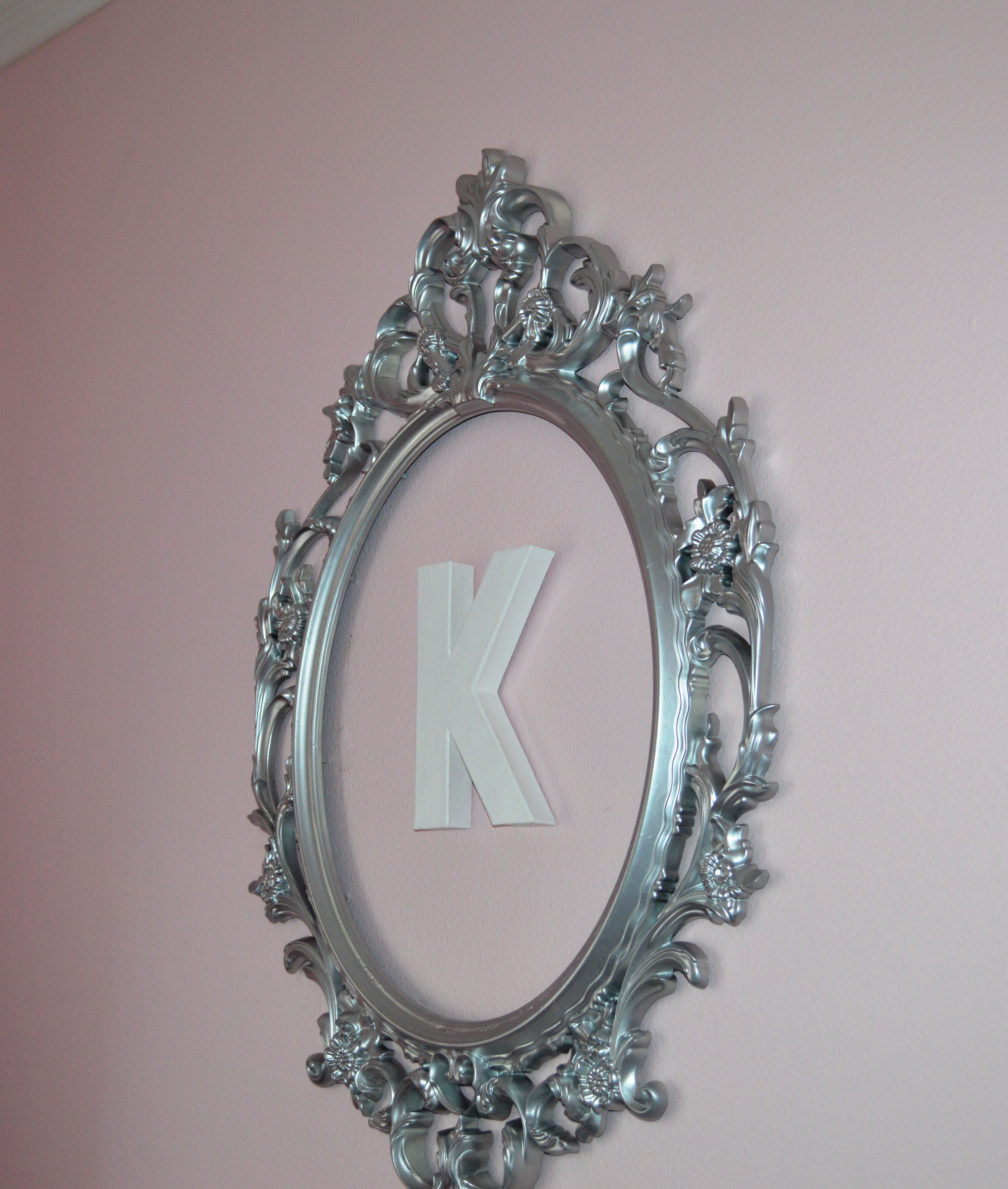 Silver Mirror Frame with White Personalized Letter