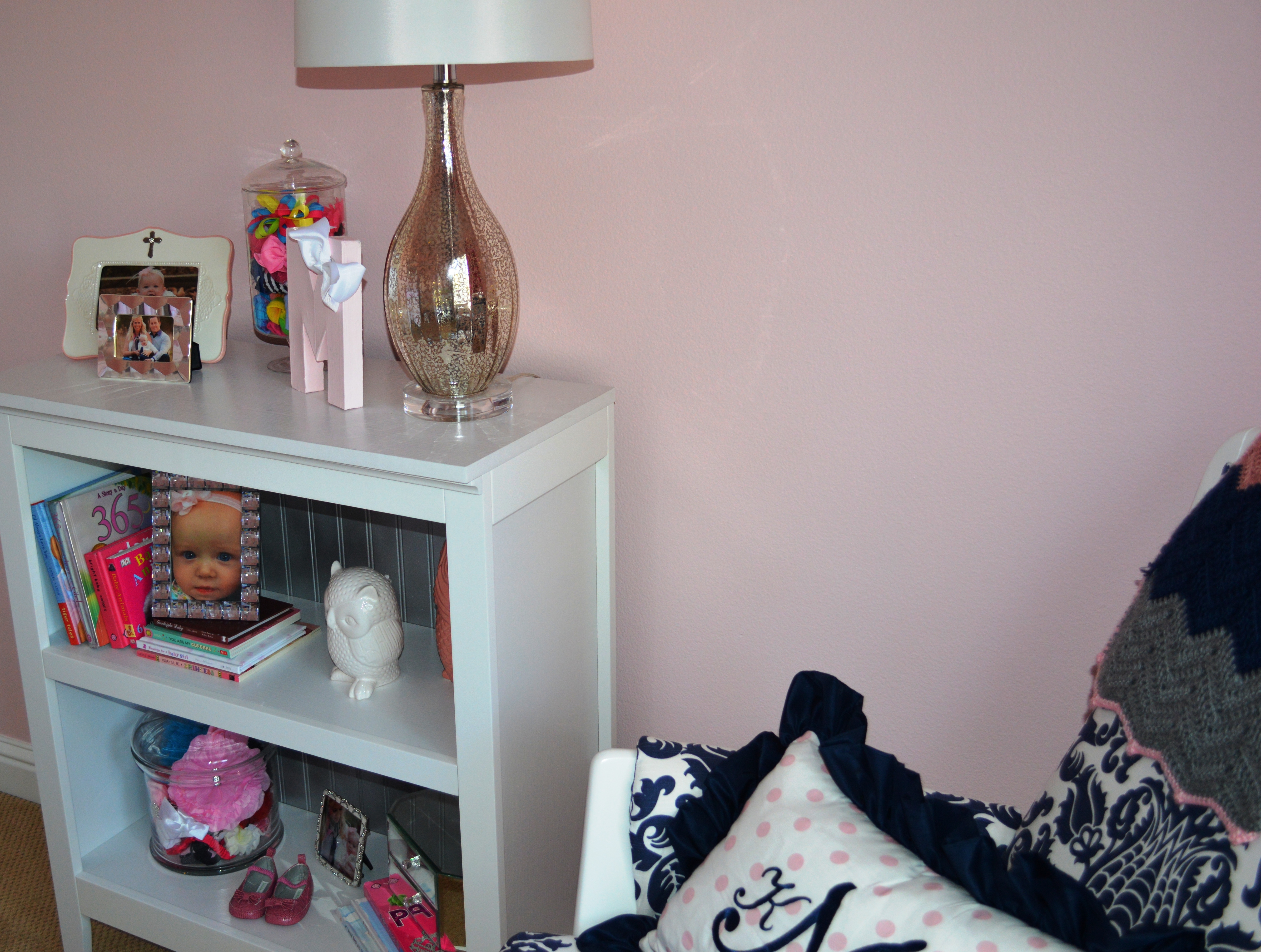 White Bookcase with Silver Painted Back Panel