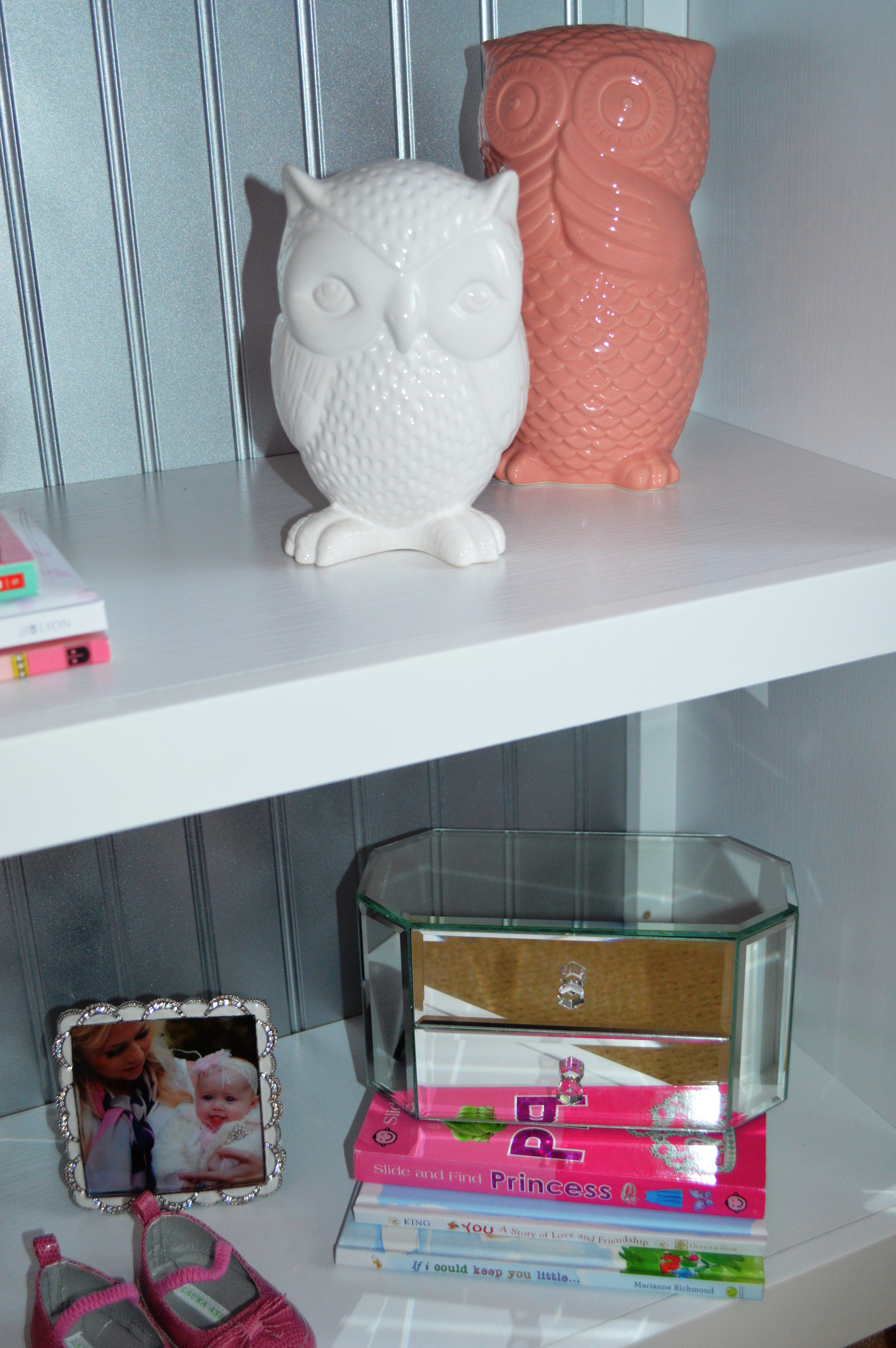 Pink and White Ceramic Owls