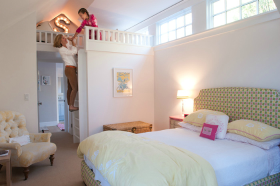 Clean and Classic Big Girl Room with Reading Loft