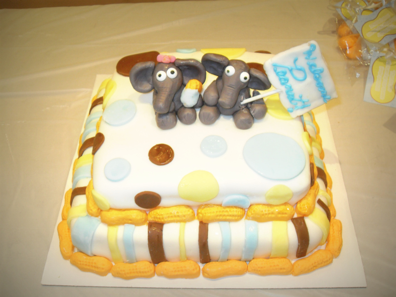 Peanut and Elephant Baby Shower Cake