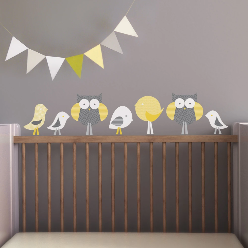 Birds, Owls and Pennants Wall Decals from Trendy Peas