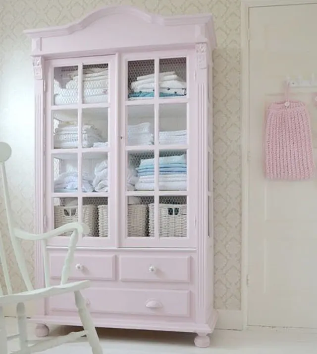 Pale Pink Painted Armoire