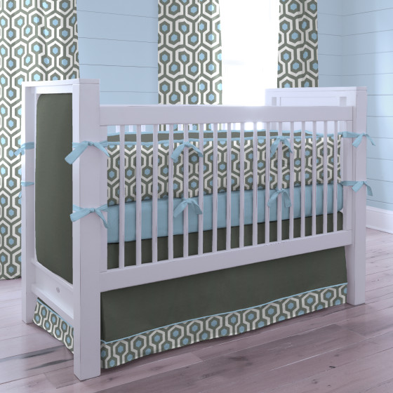 Carousel Designs Blue and Gray Honeycomb Crib Bedding