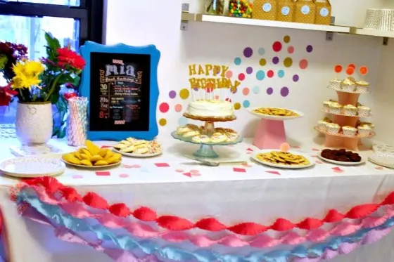 Pastel and Gold Birthday Party Dessert Table - Project Nursery