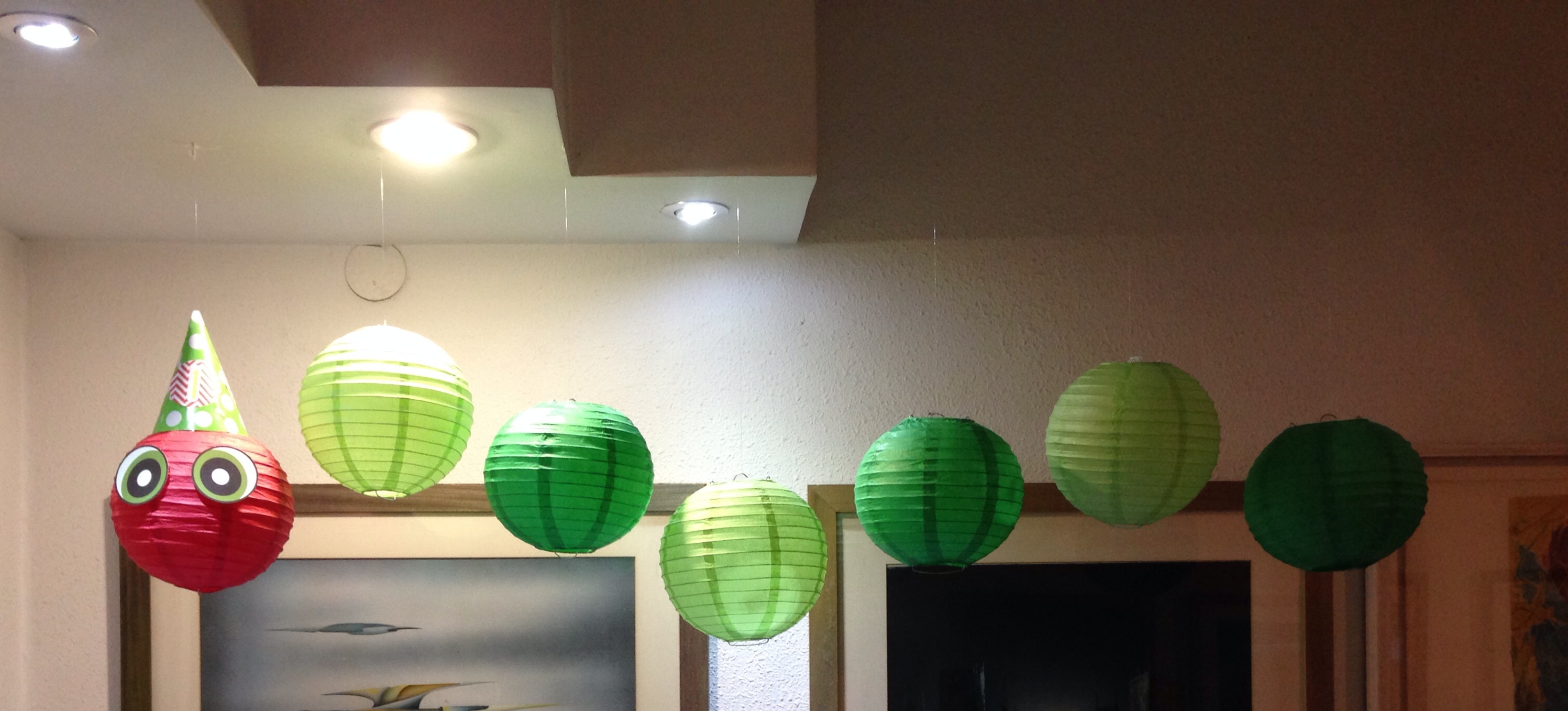 Very Hungry Caterpillar Made from Paper Lanterns