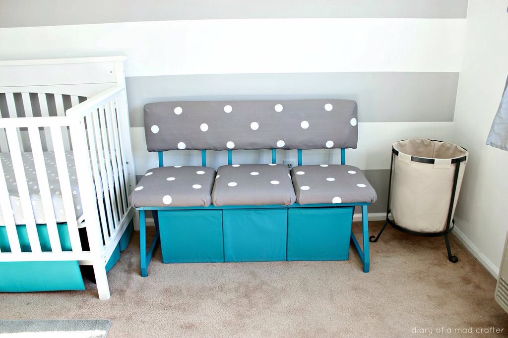 Grey and White Polka Dot Bench