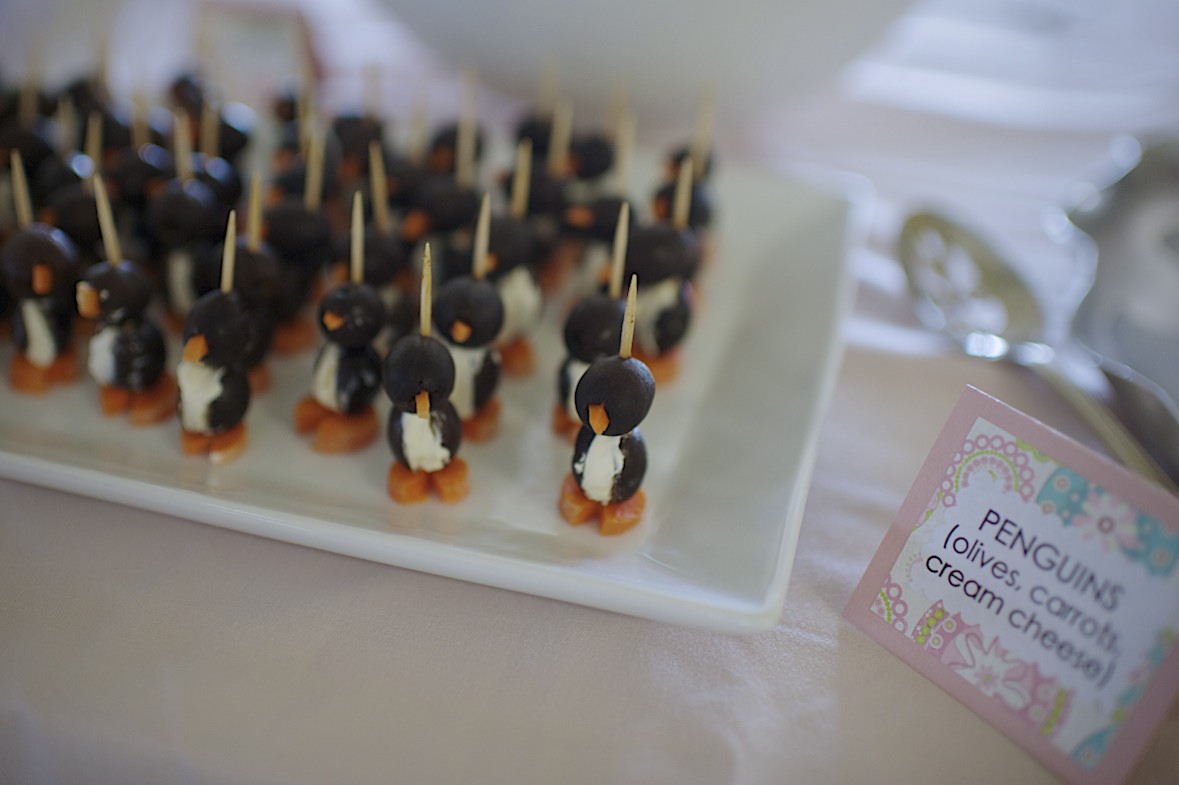 Edible Party Penguins (Olives, Carrots and Cream Cheese)