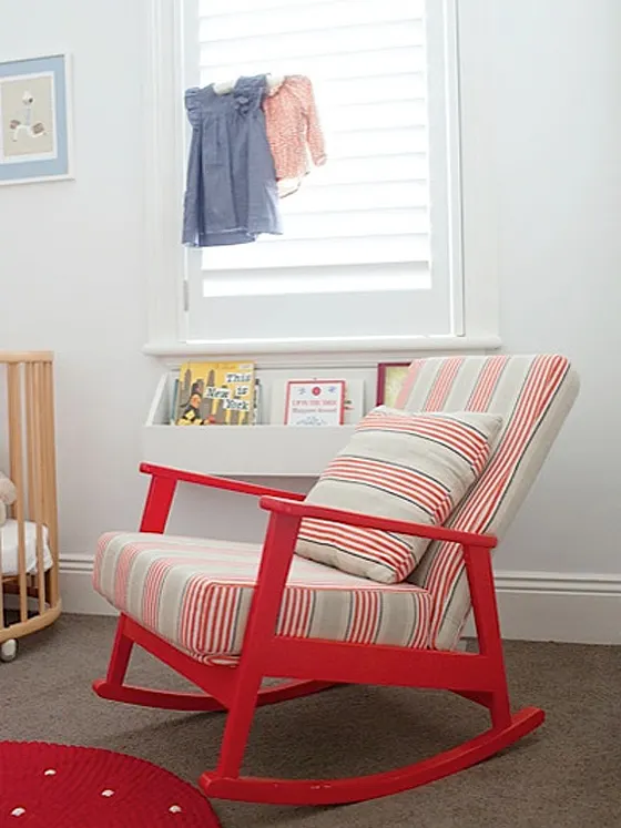 Traditional Nursery with Red Rocker