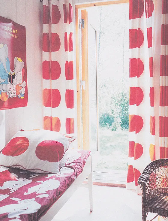 Big Kid Room with Red Polka Dot Curtains
