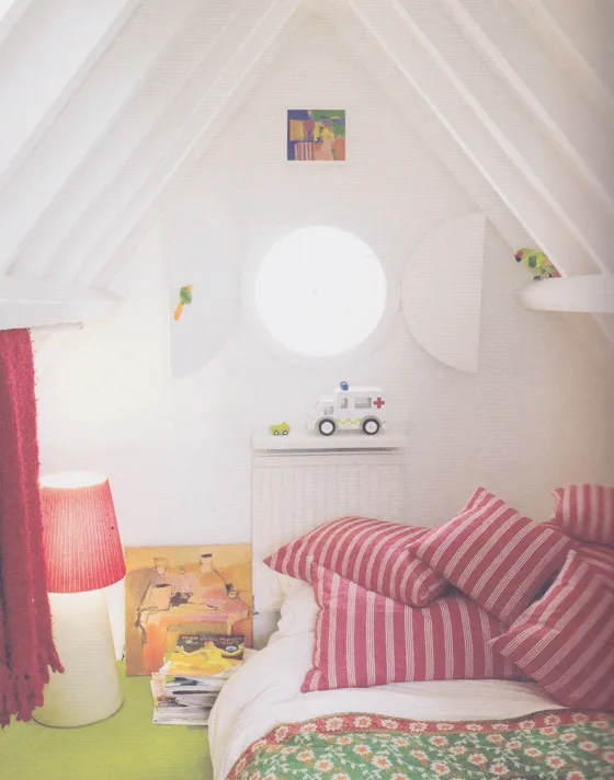 Eclectic Big Kid Room with Red Accents