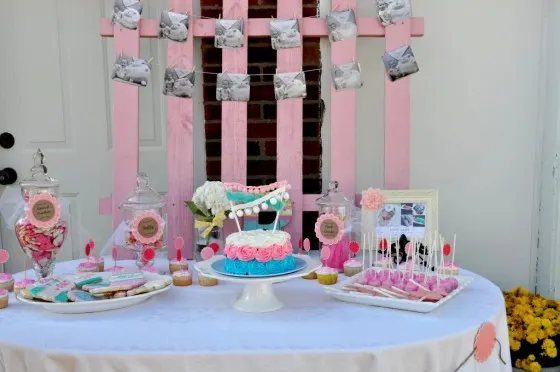 Pink and Blue Shabby Chic Birthday Party Dessert Table - Project Nursery