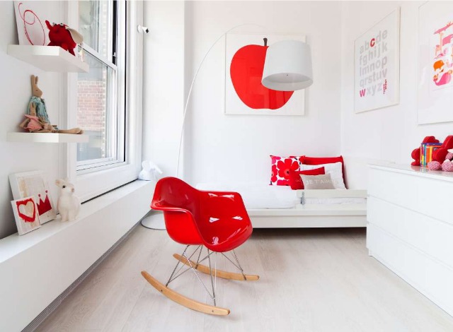 Modern White and Red Big Kid Room