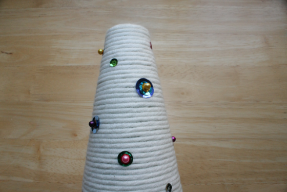 Yarn Wrapped Trees DIY Christmas Decoration - Project Nursery