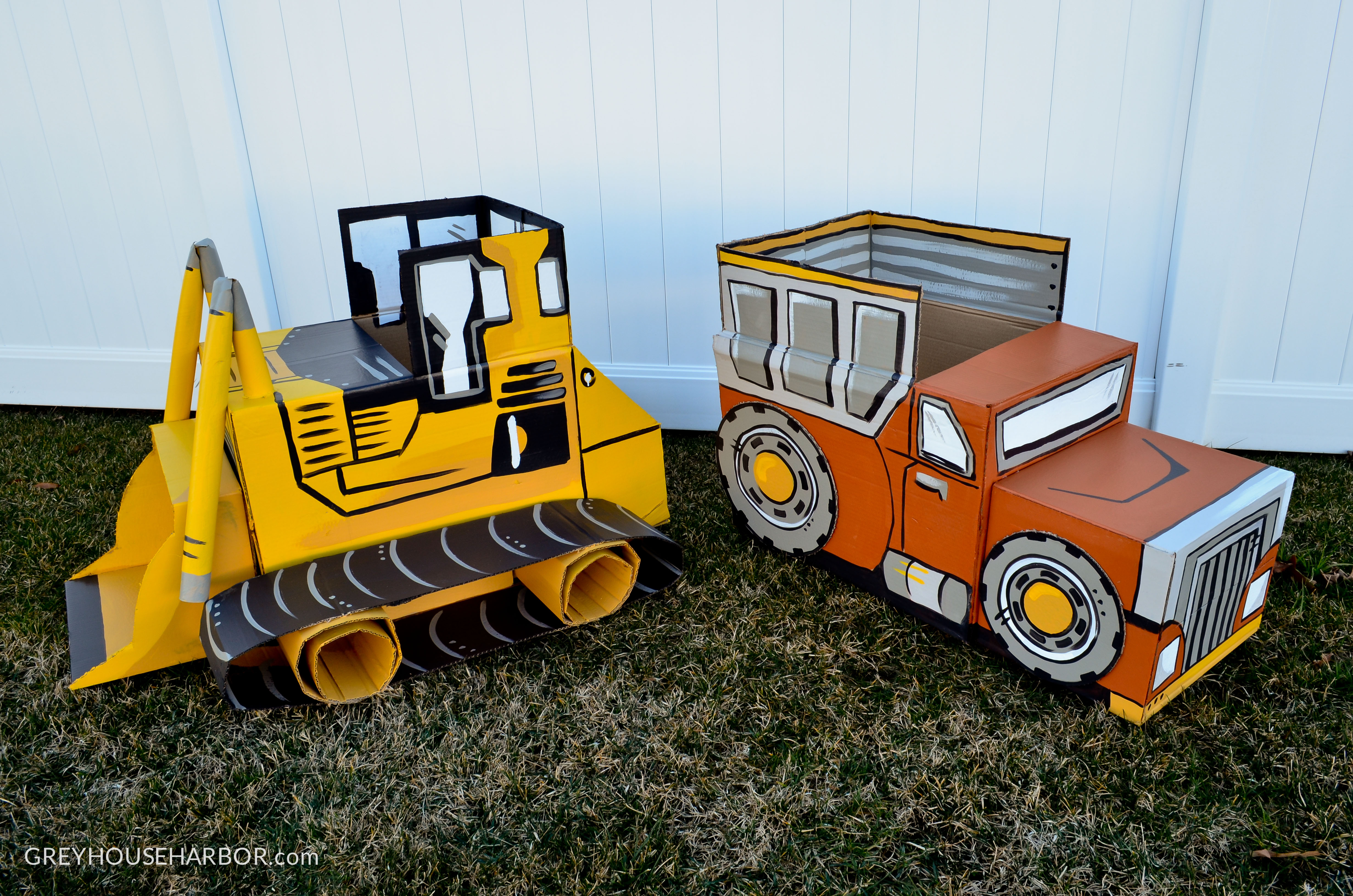 DIY Cardboard Bulldozer and Dump Truck