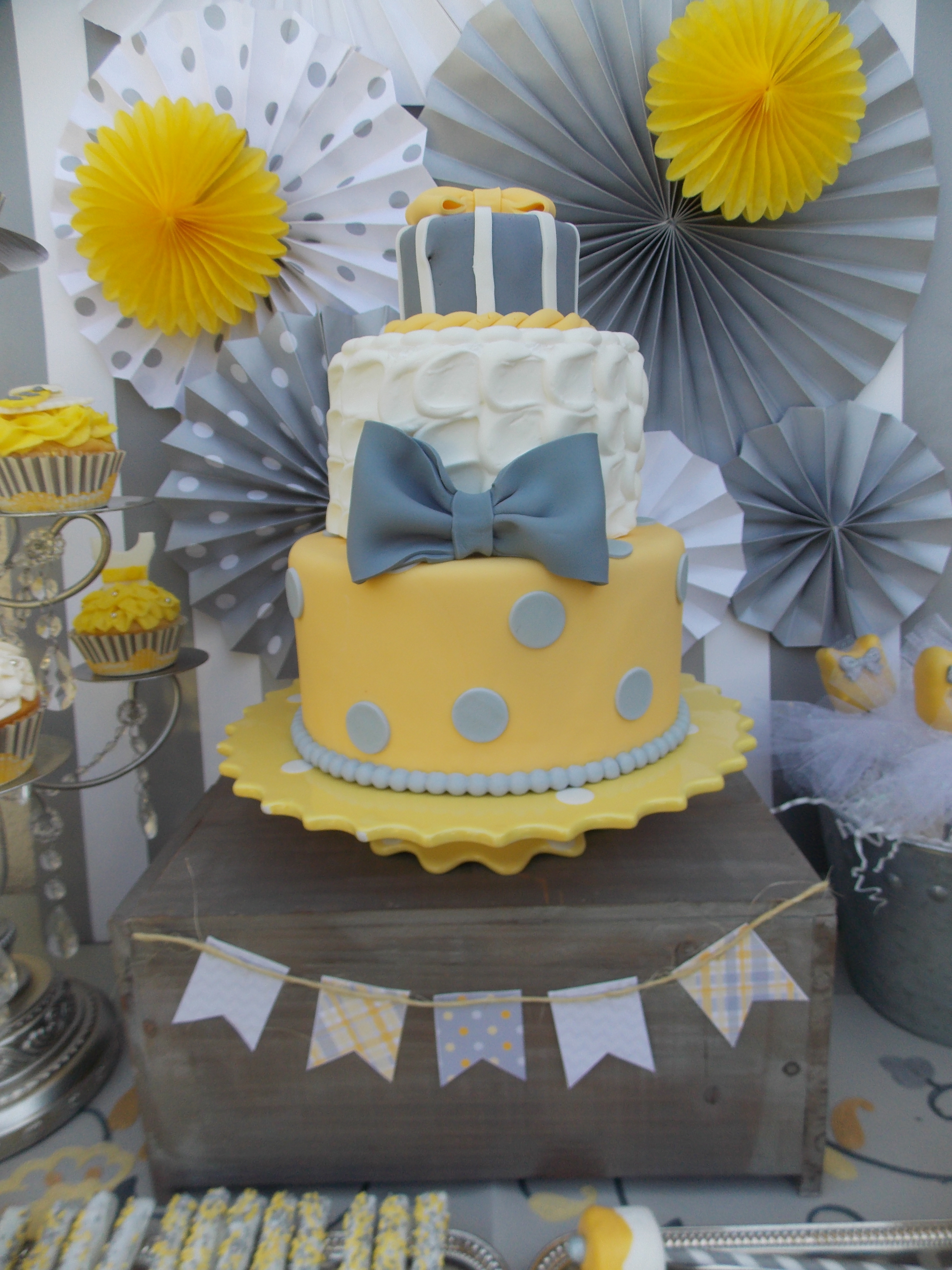 Gray and Yellow Cake