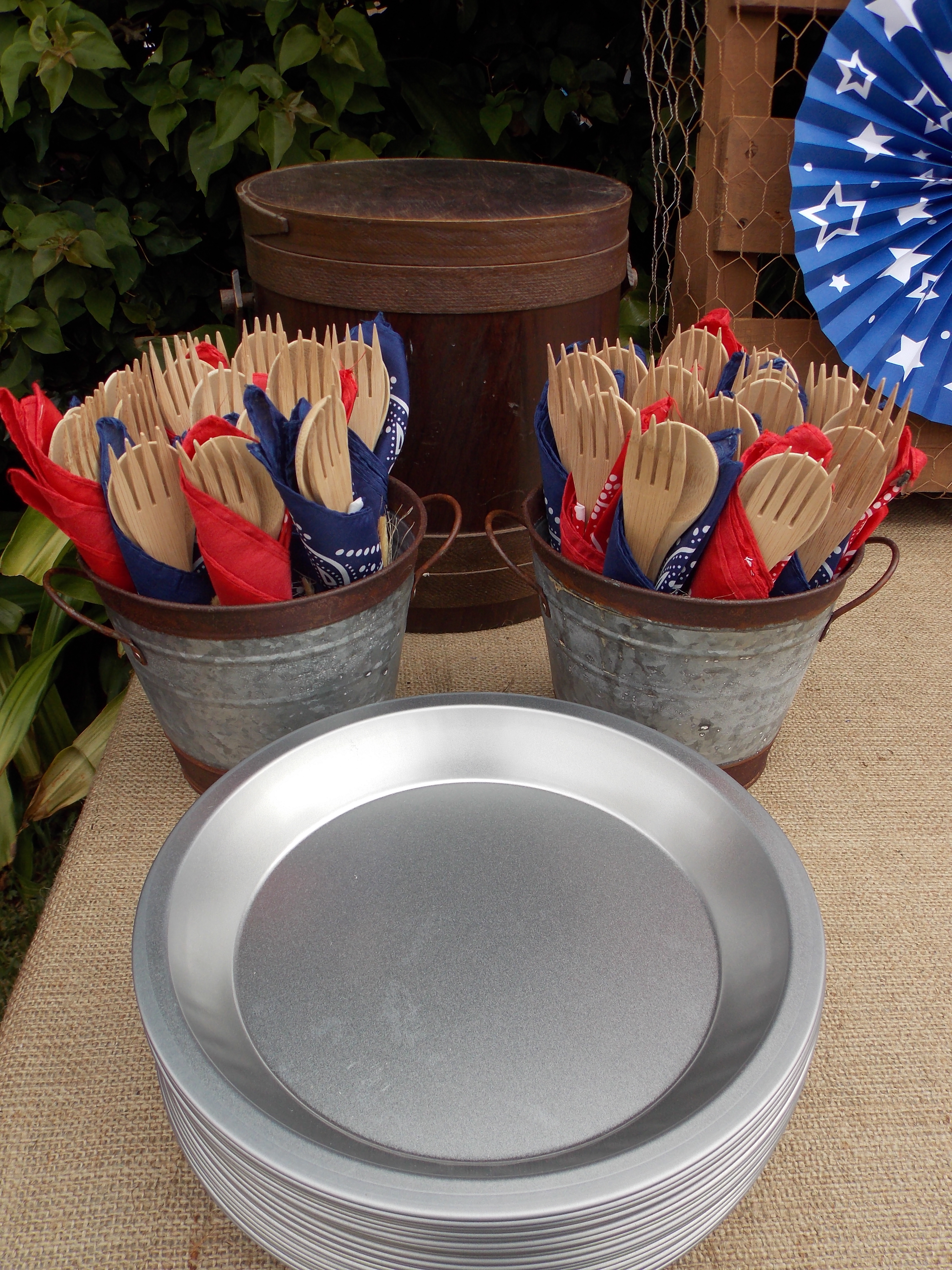 Wooden Utensils Wrapped inside Real Bandanna Napkins