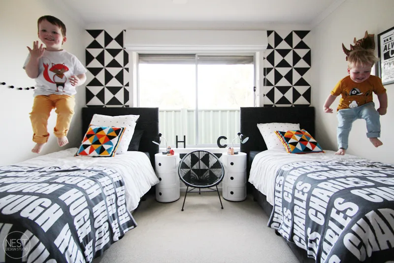 Modern Black and White Shared Boys Room - Project Nursery