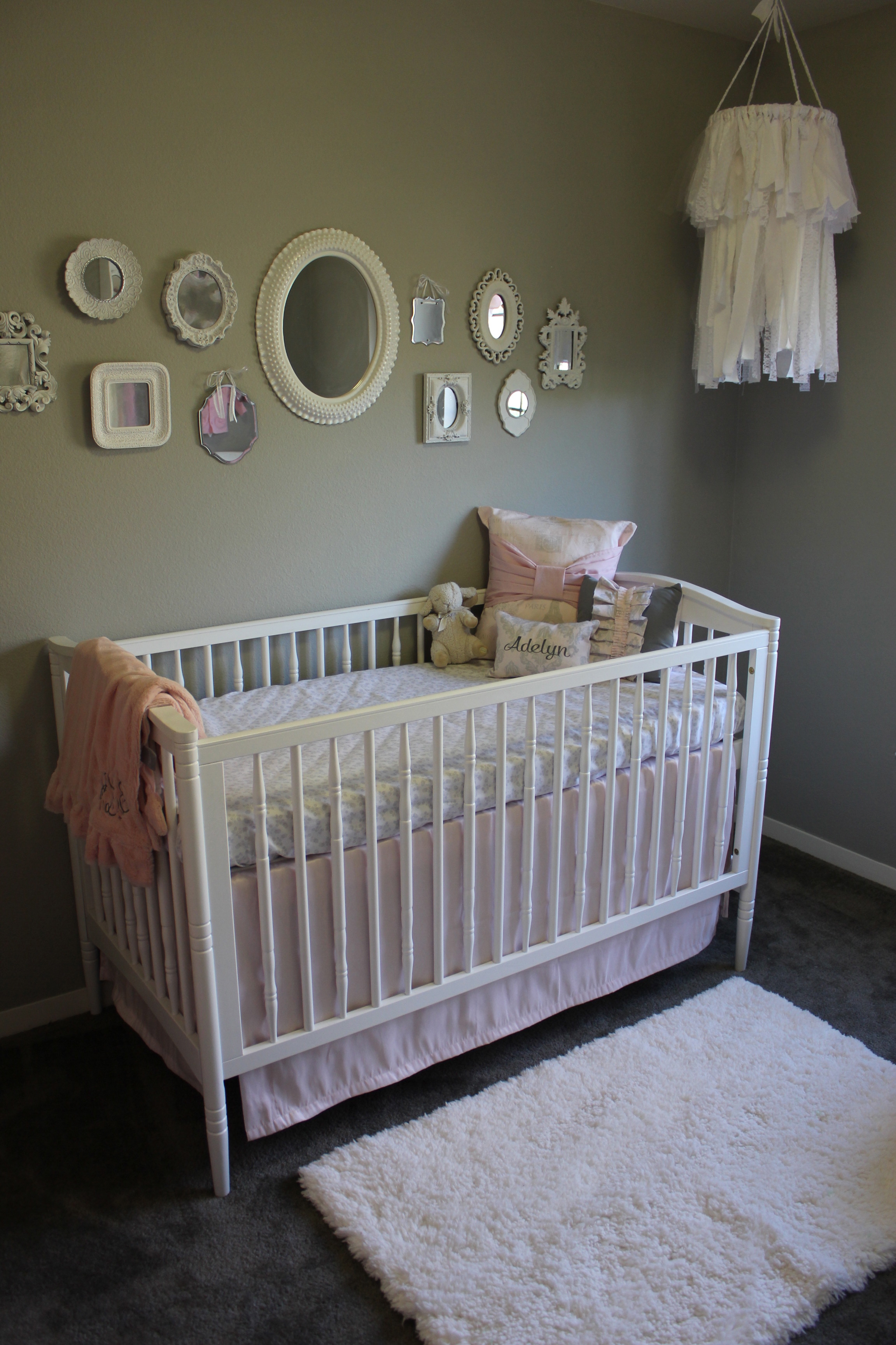 Nursery Mirror Wall Collage Above Crib