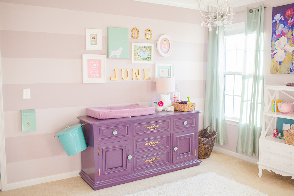 Make Believe Nursery - Project Nursery  Purple furniture, Furniture  makeover, Changing table dresser
