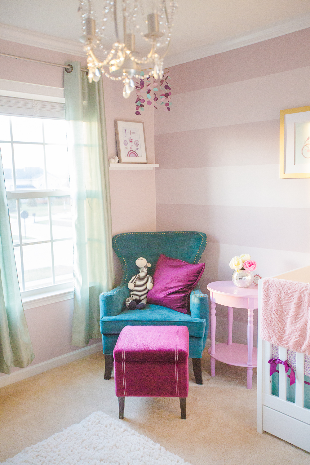 Teal Chair with Purple Ottoman