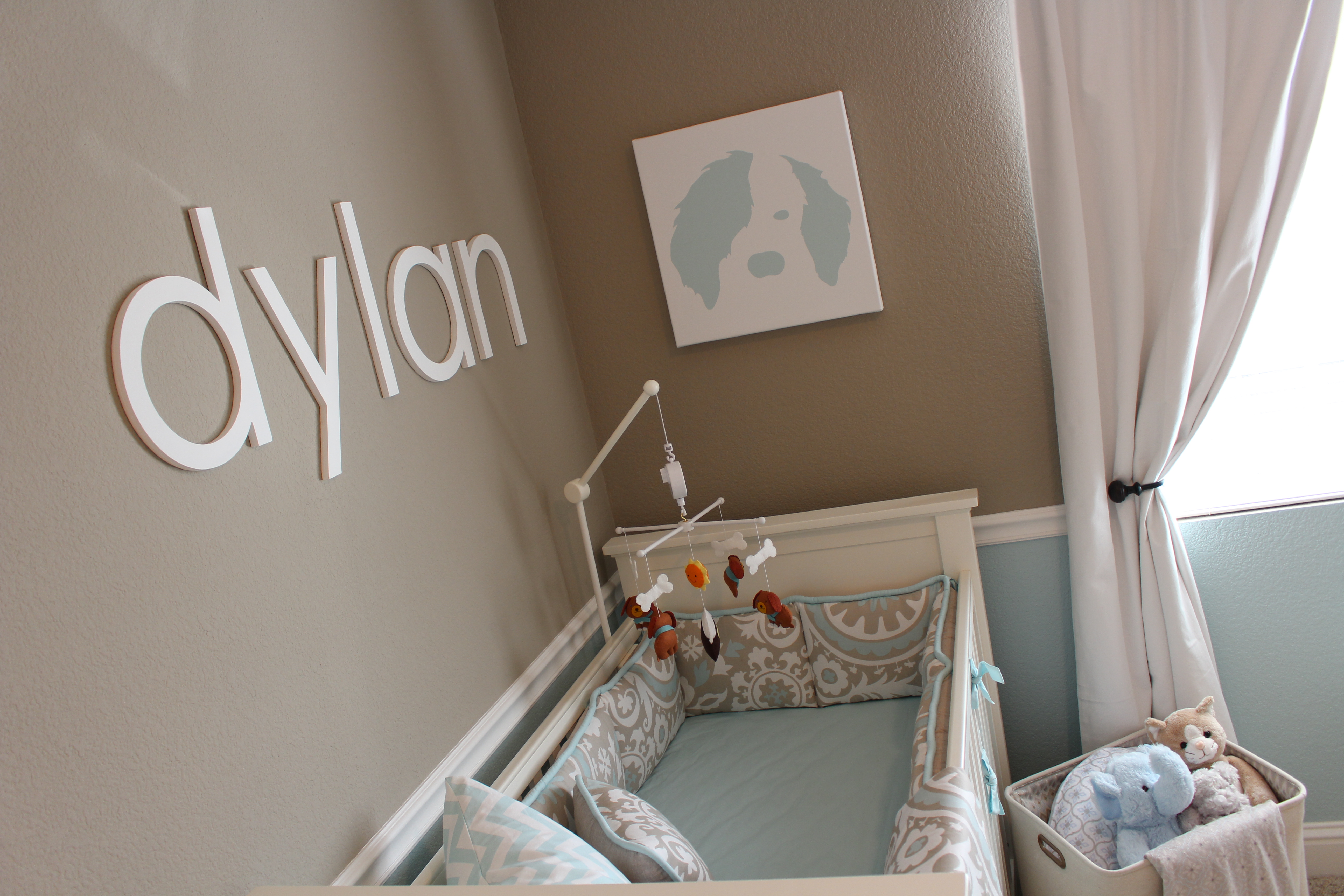 Dylan's Light Aqua and Taupe Nursery