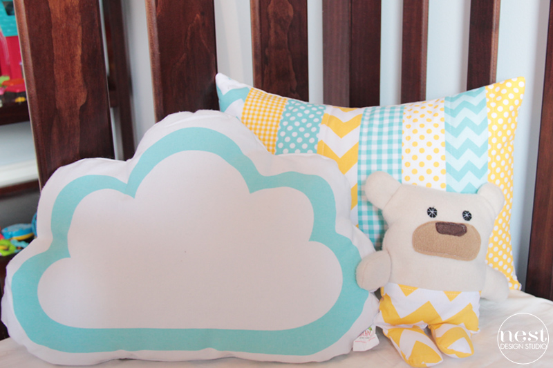 White and Blue Cloud Shaped Pillow