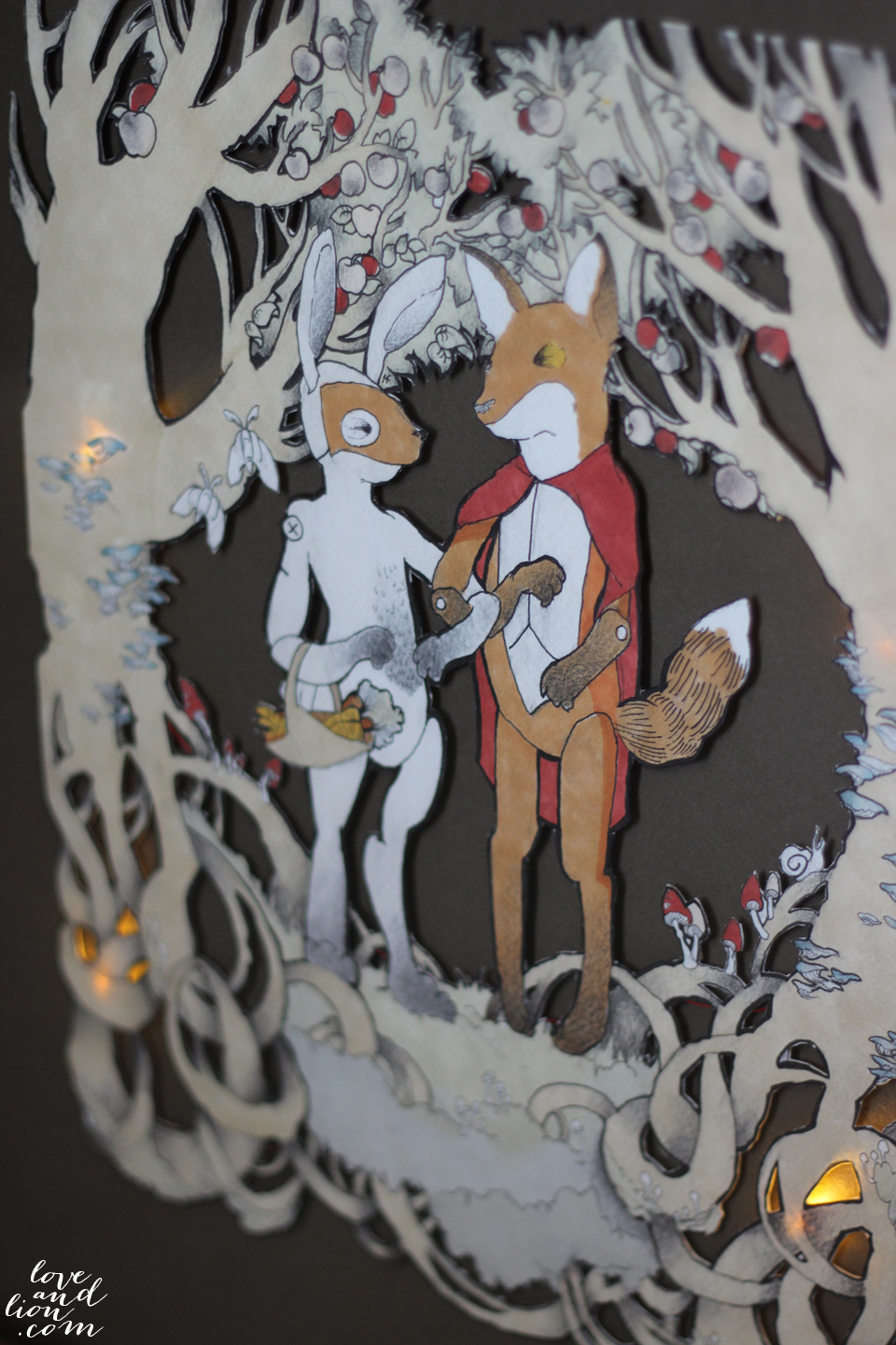Fox and Rabbit Cutout with LED Lights