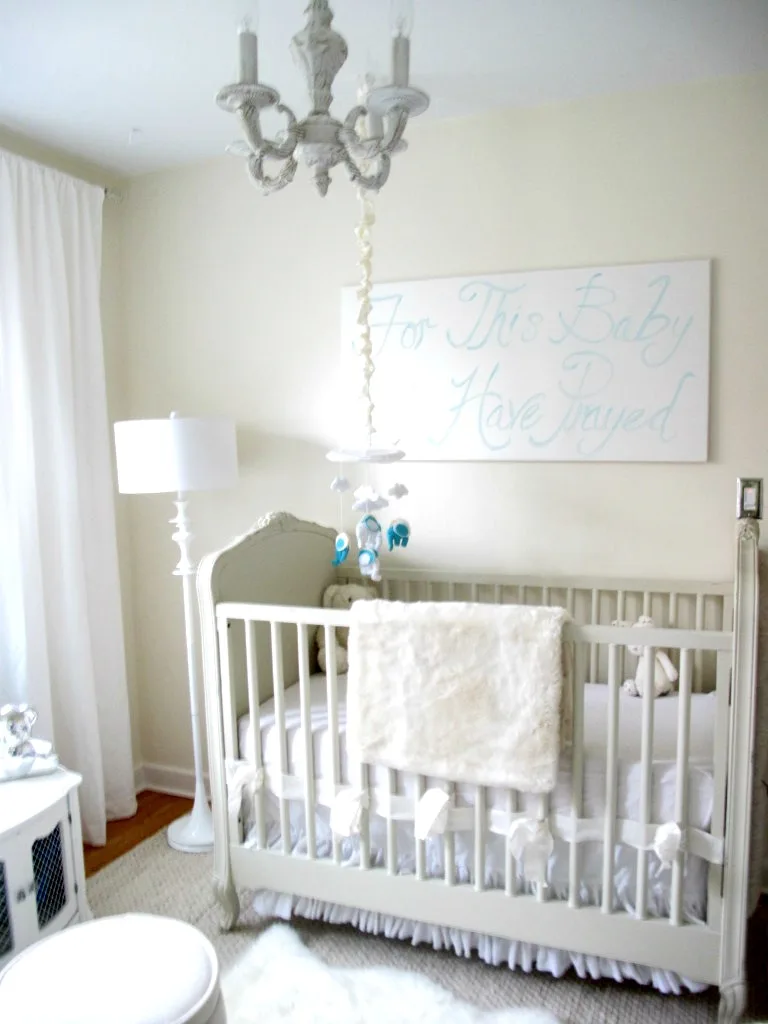 Neutral Nursery with White Chandelier - Project Nursery