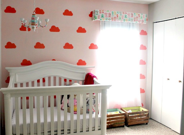Whimsical Girls Nursery with Pink Cloud Stencil - Project Nursery