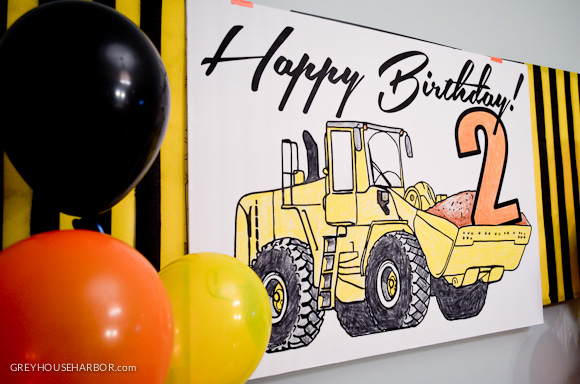 Bulldozer Happy Birthday Banner