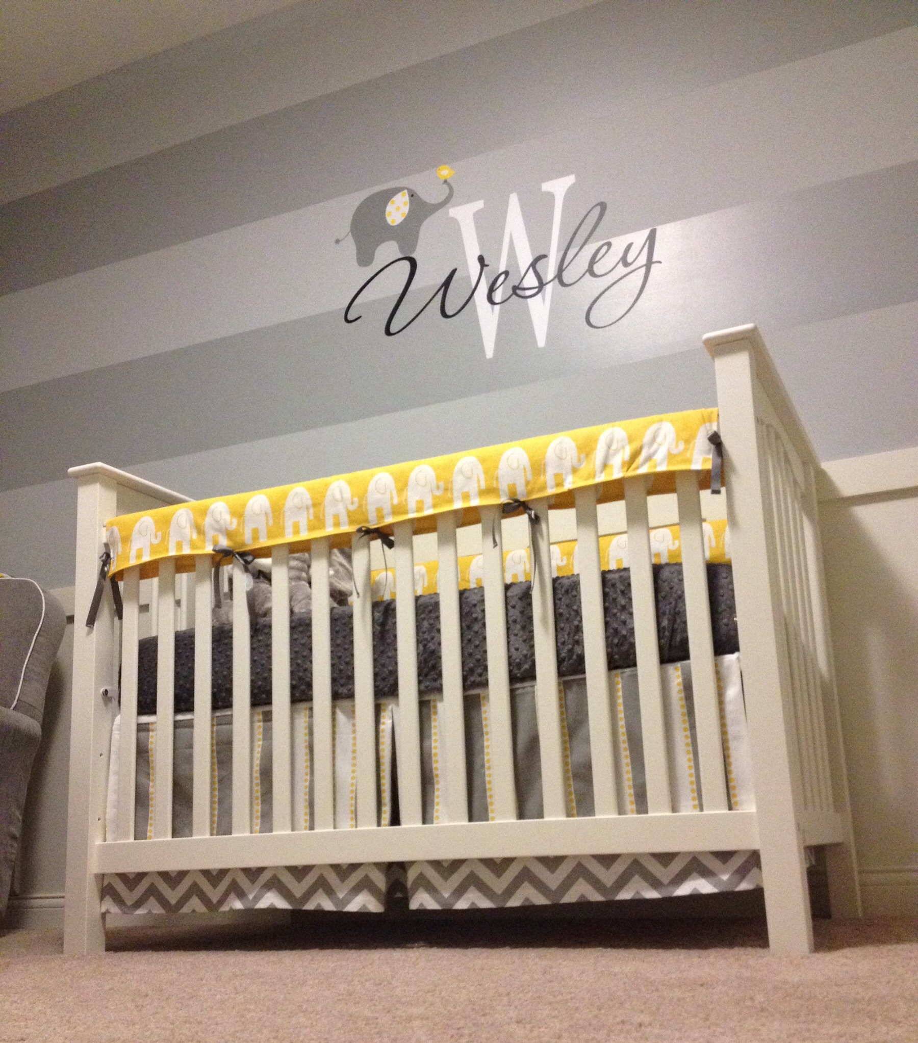 Yellow and gray discount elephant baby bedding