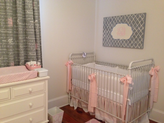 Pale Pink and Cream Crib Bedding