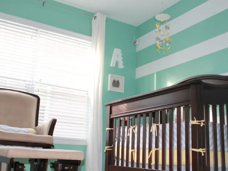 Mint Green and White Striped Accent Wall