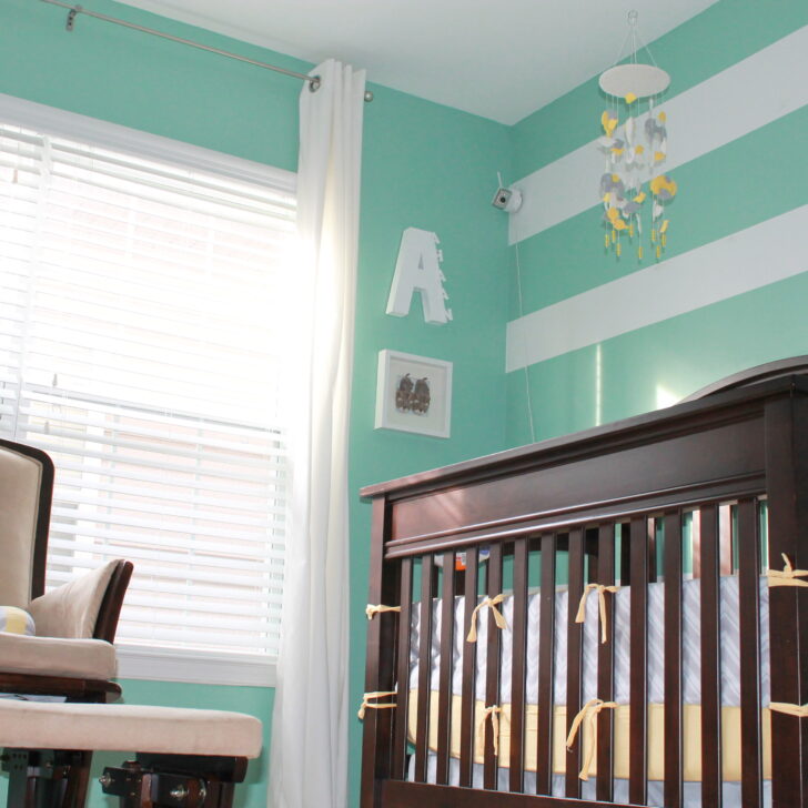 Mint Green and White Striped Accent Wall