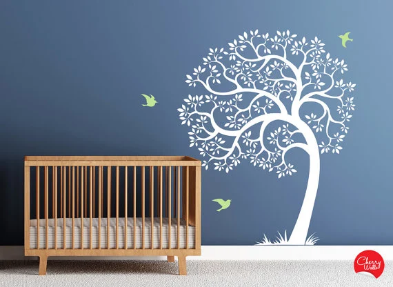 Rounded White Tree Decal