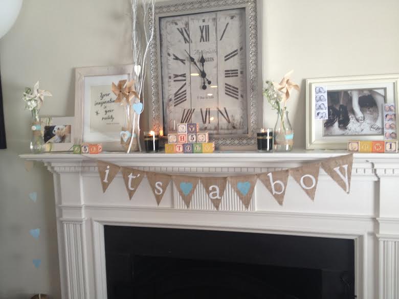 Fire Place Baby Shower Mantel Decorations