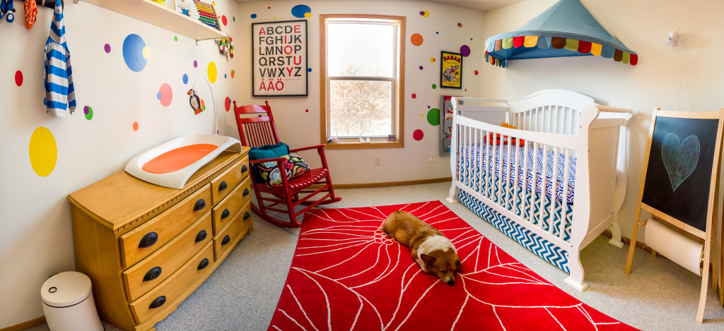 Colorful Nursery with Red Area Rug - Project Nursery