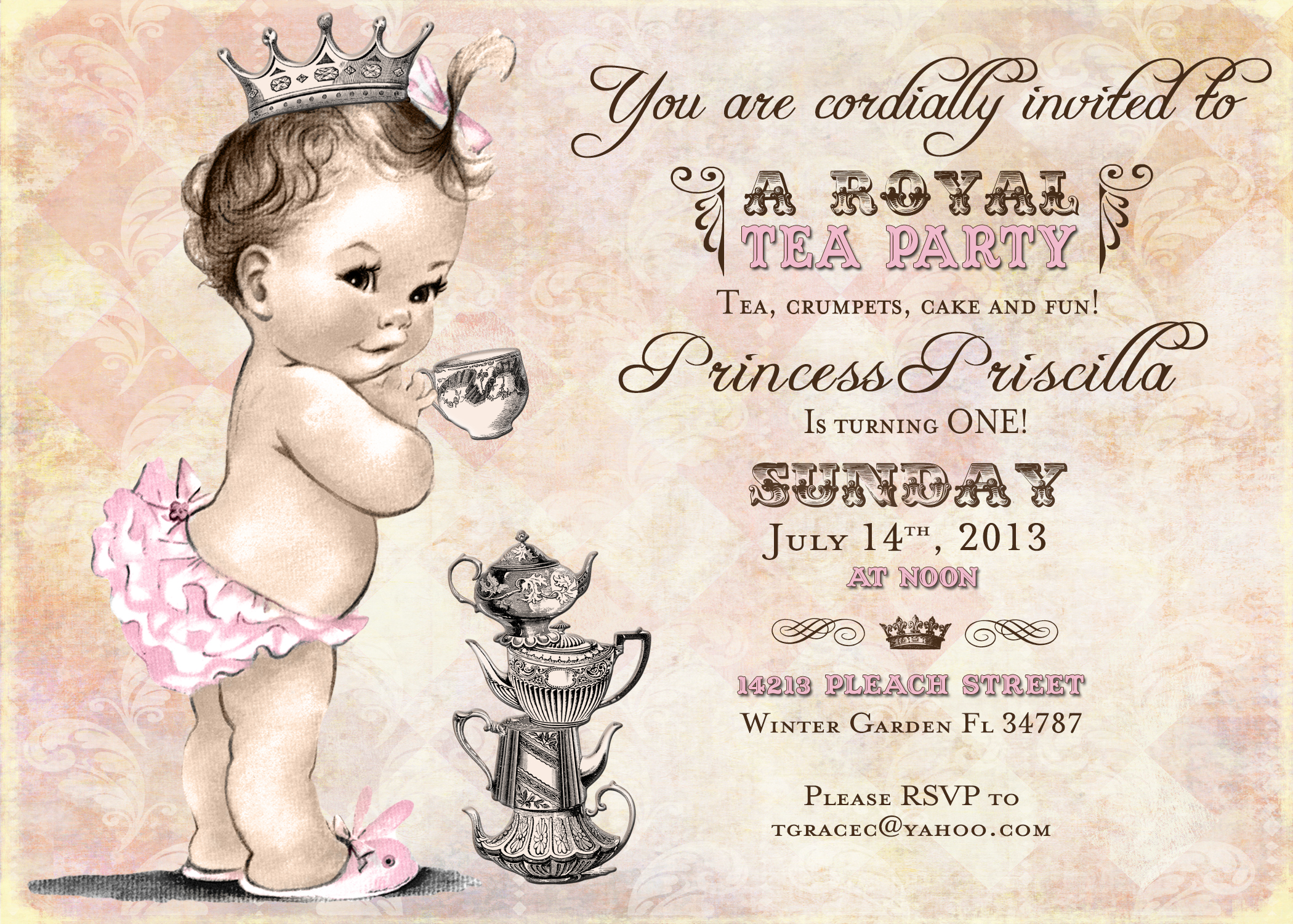 Royal Tea Party Birthday Invitation