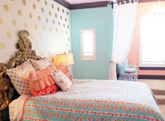 Mint, Coral and Gold Big Girl's Room